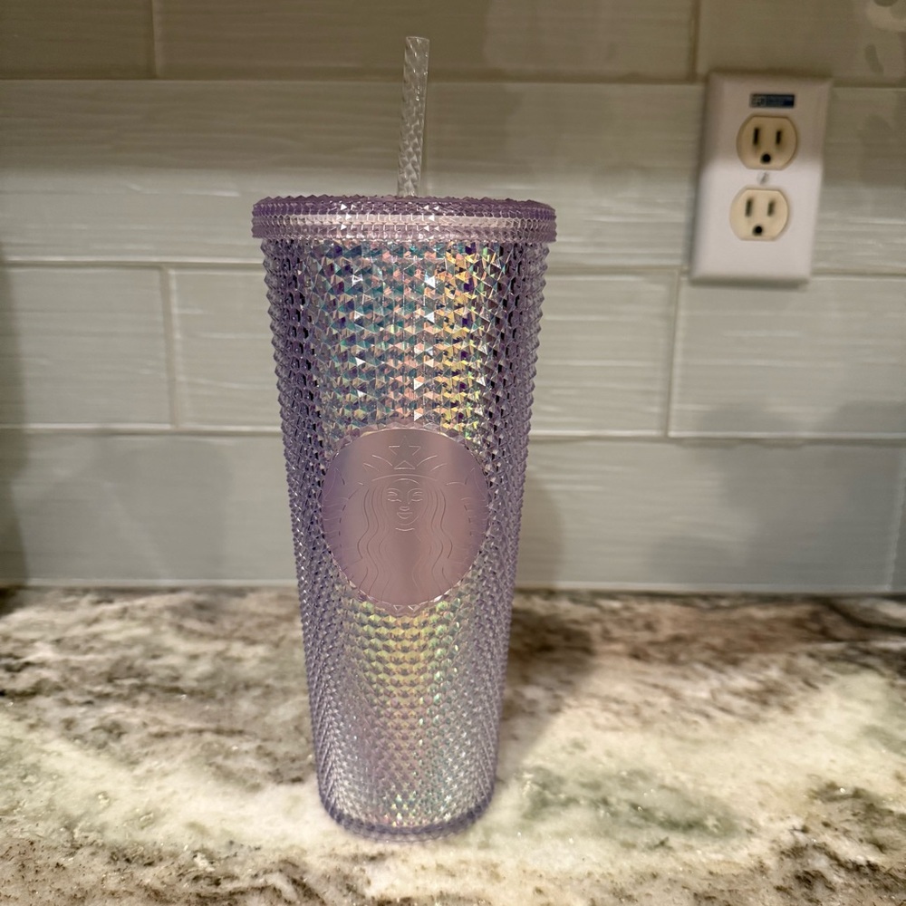 Starbucks 2018 RARE Unicorn Studded Iridescent 24oz Tumbler Cup Straw